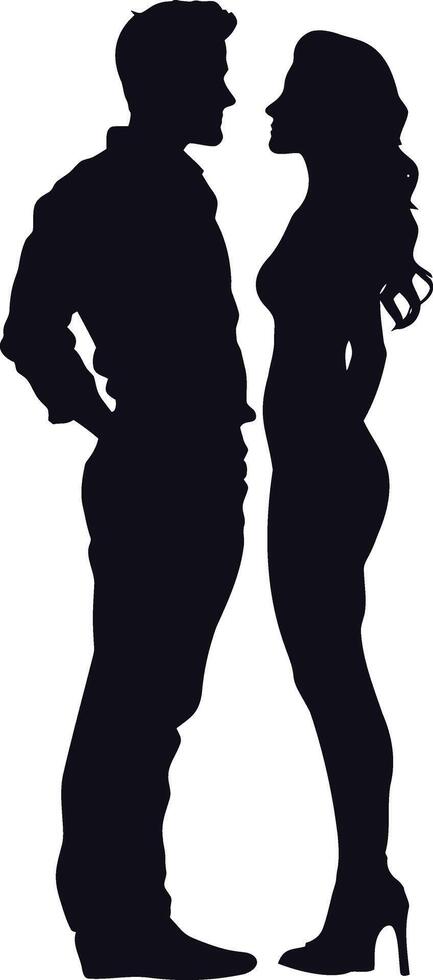 AI generated Silhouette couple of man and women full body black color only vector