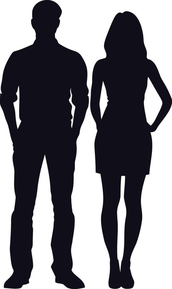 AI generated Silhouette couple of man and women full body black color only vector