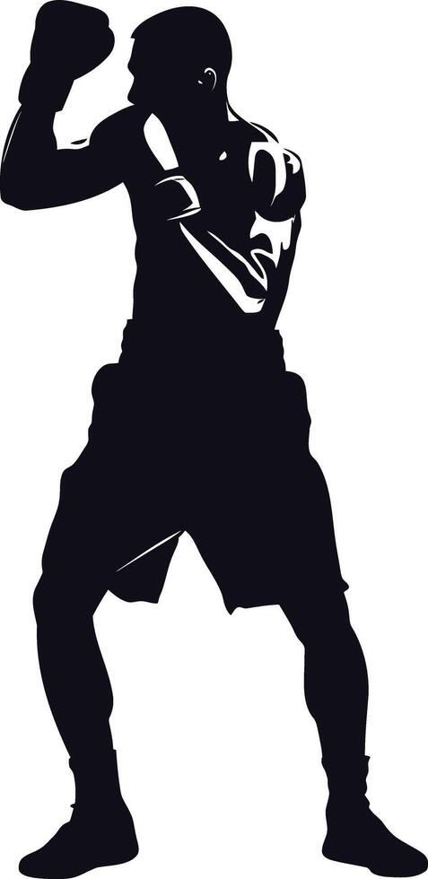 AI generated Silhouette boxing full body black color only vector