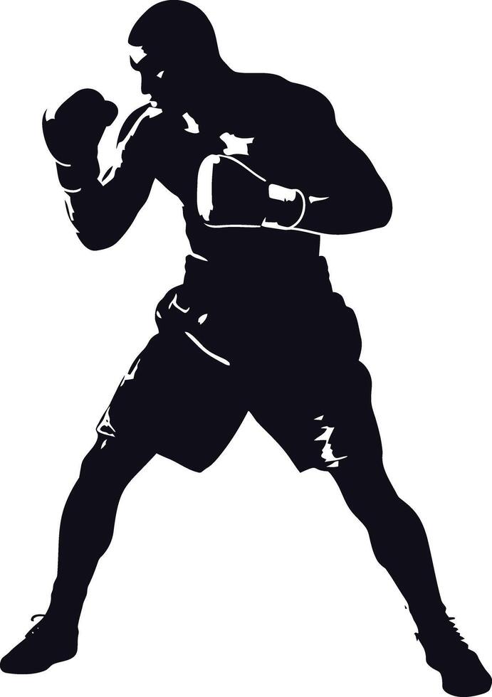 AI generated Silhouette boxing full body black color only vector