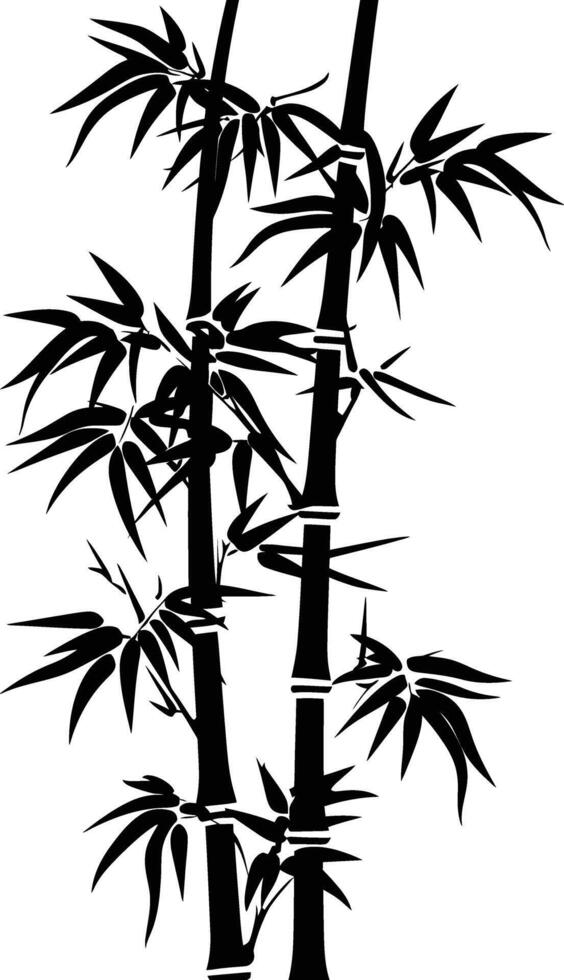 AI generated Silhouette bamboo full body black color only vector