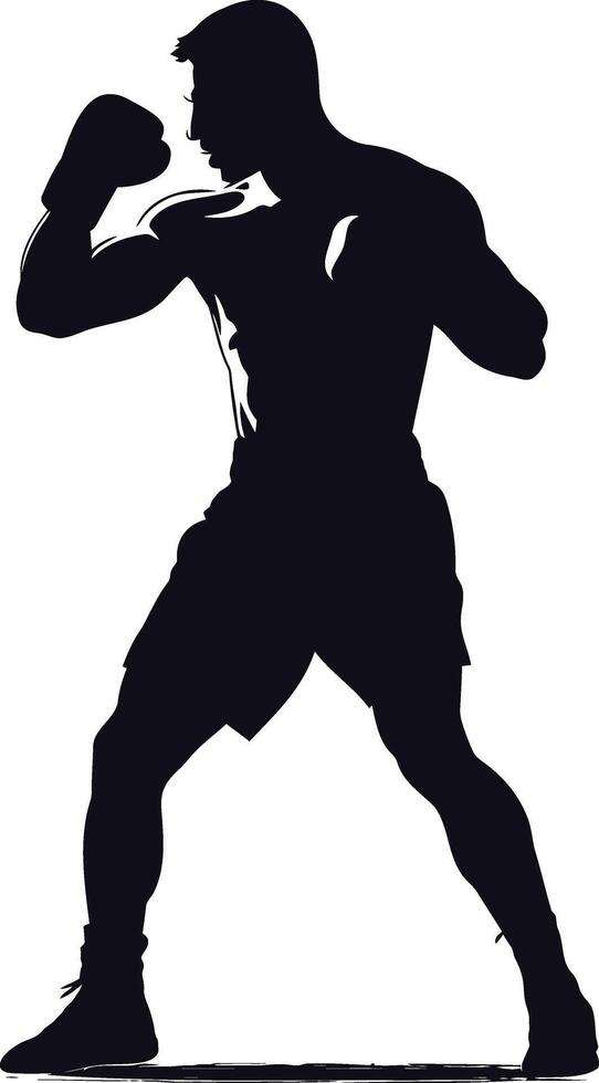 AI generated Silhouette boxing full body black color only vector