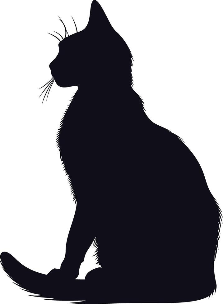 ai generado silueta gato lleno cuerpo negro color solamente vector