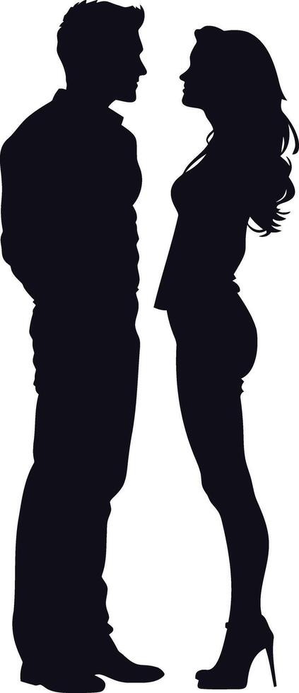 ai generado silueta Pareja de hombre y mujer lleno cuerpo negro color solamente vector