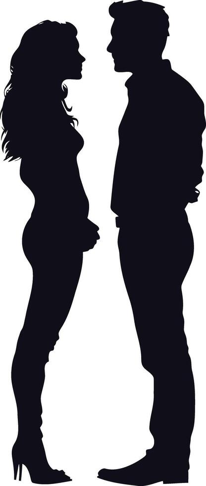 ai generado silueta Pareja de hombre y mujer lleno cuerpo negro color solamente vector