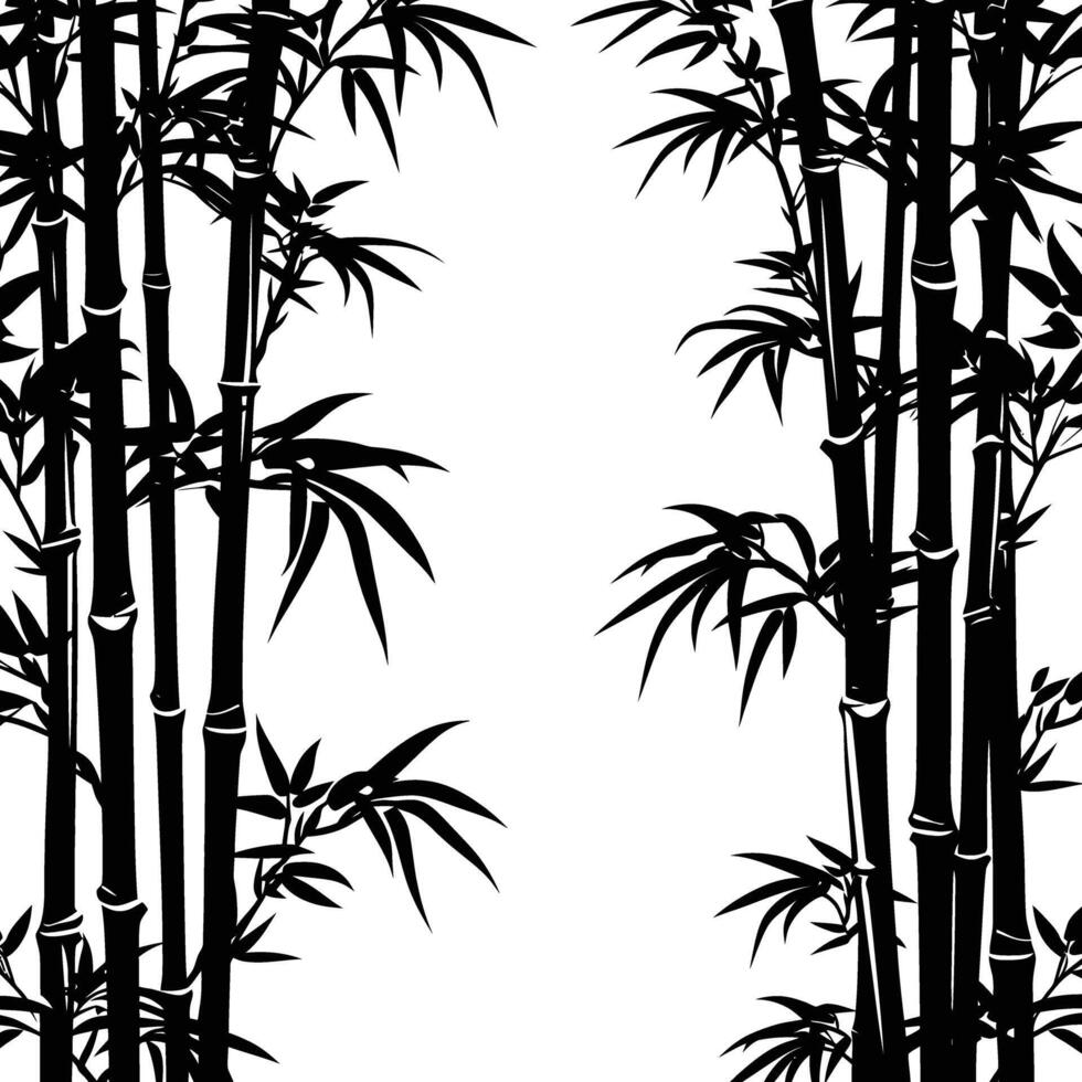 AI generated Silhouette bamboo forest full body black color only vector