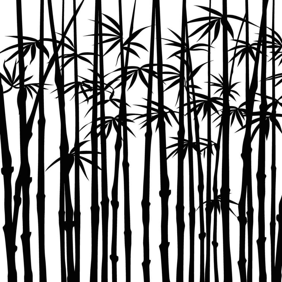 AI generated Silhouette bamboo forest full body black color only vector