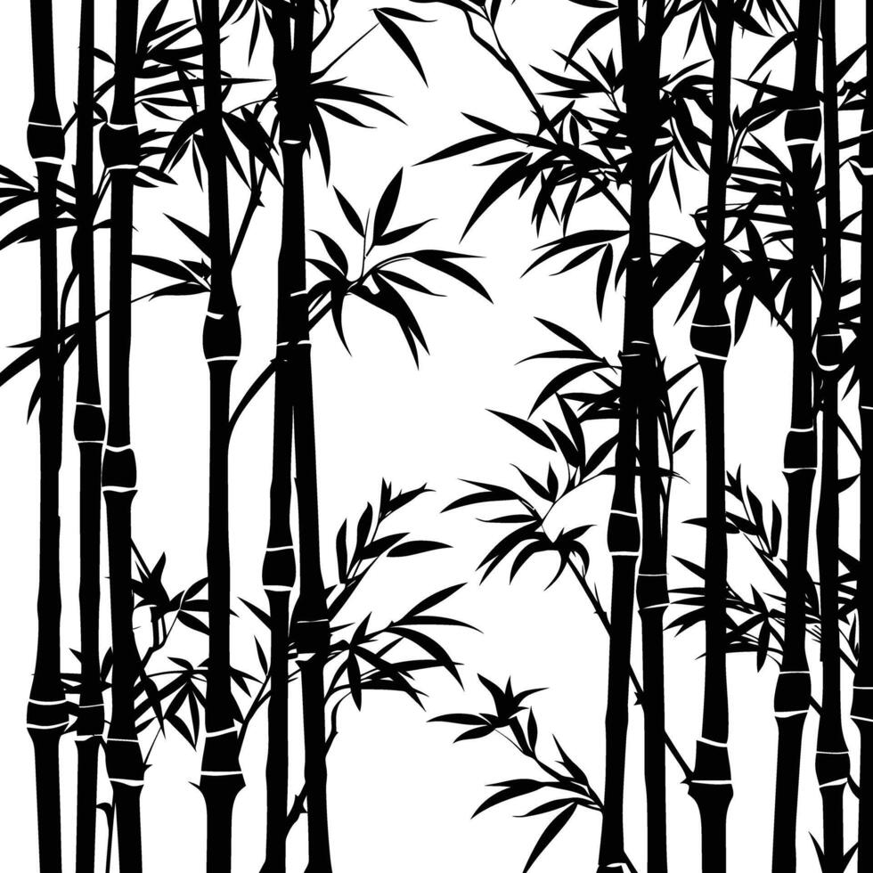 AI generated Silhouette bamboo forest full body black color only vector