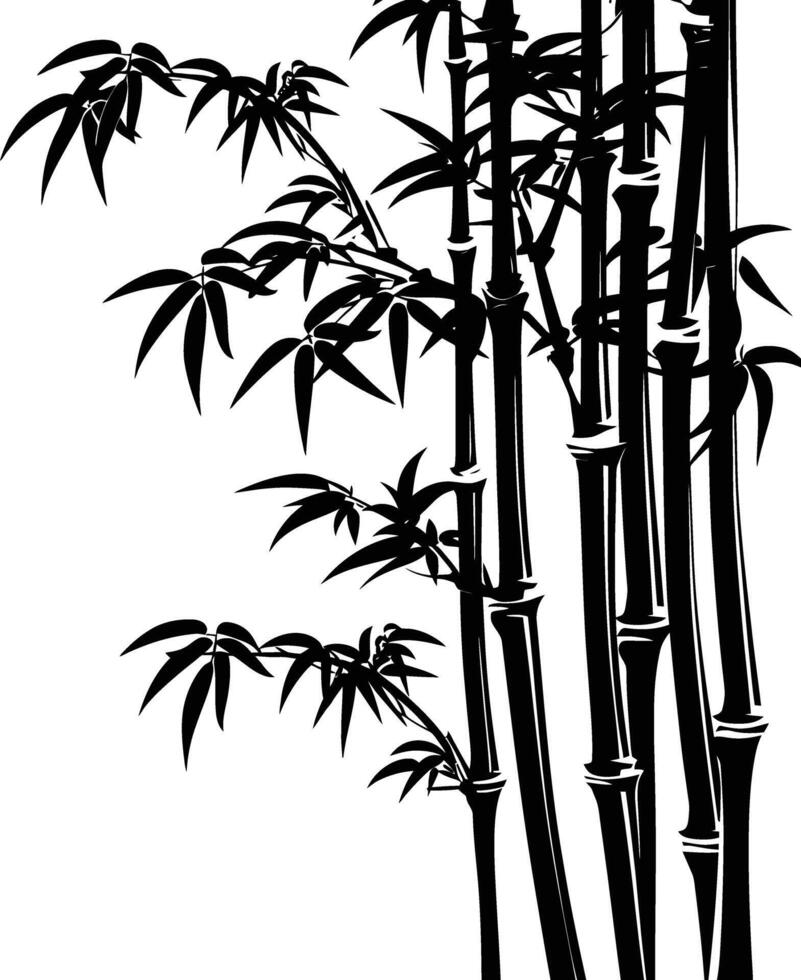 AI generated Silhouette bamboo full body black color only vector