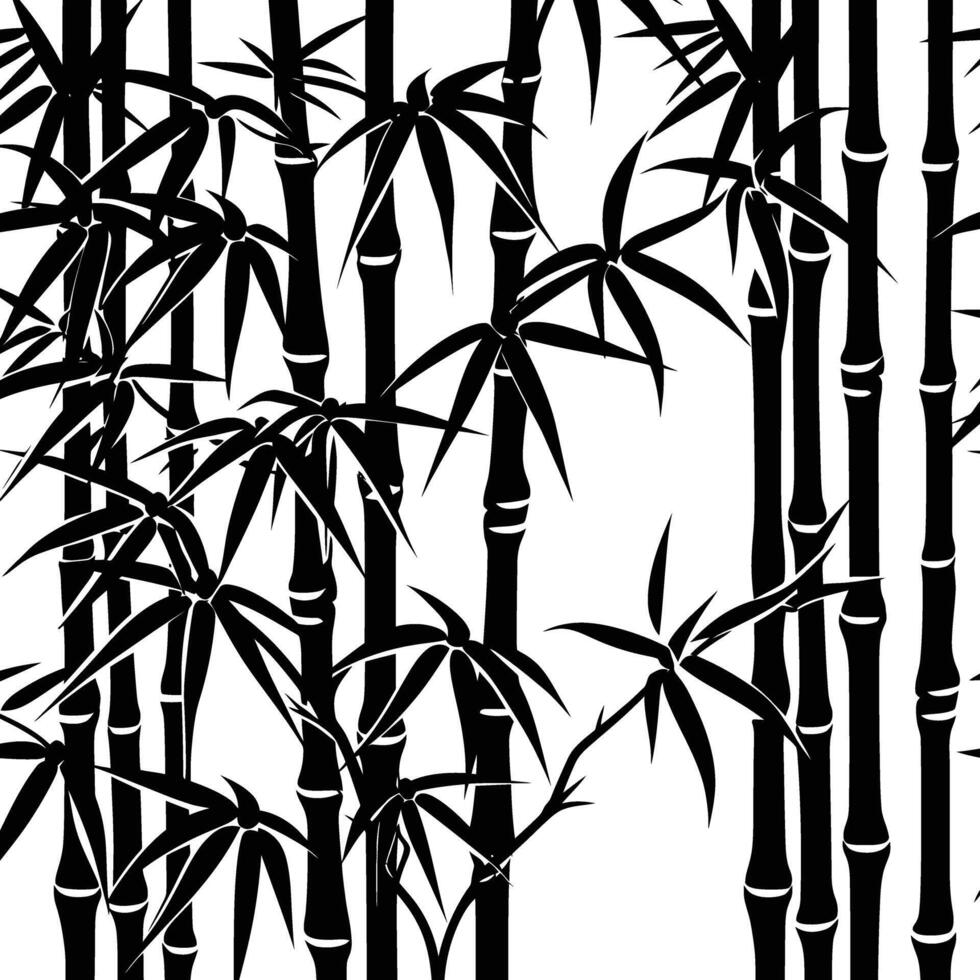 ai generado silueta bambú bosque lleno cuerpo negro color solamente vector