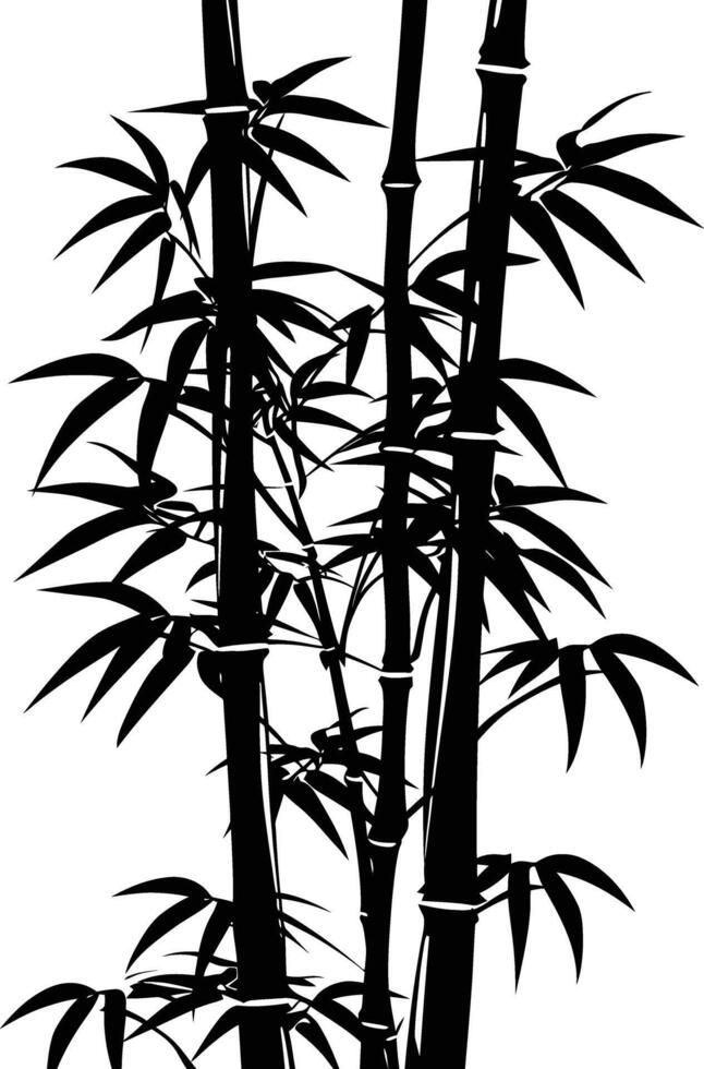 AI generated Silhouette bamboo full body black color only vector