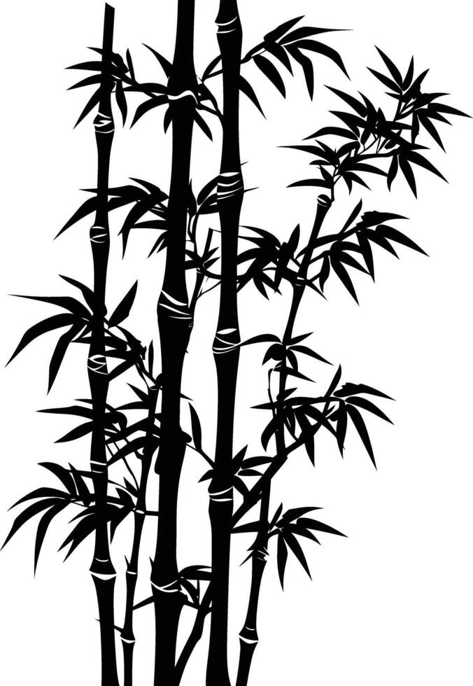 AI generated Silhouette bamboo full body black color only vector