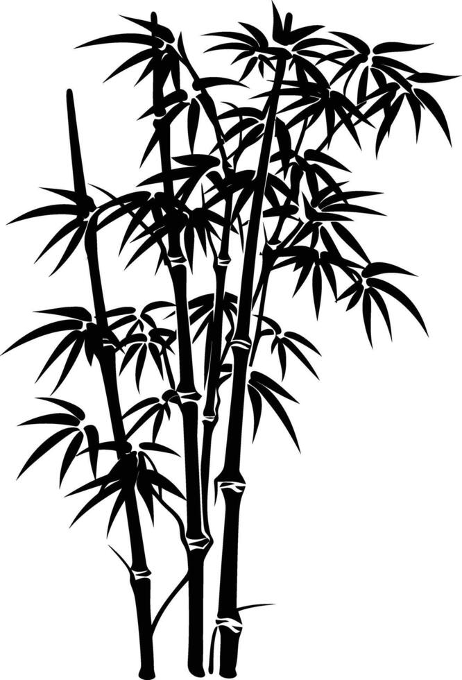ai generado silueta bambú lleno cuerpo negro color solamente vector