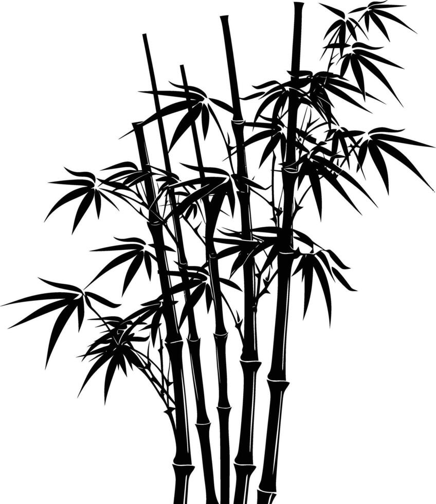 AI generated Silhouette bamboo full body black color only vector