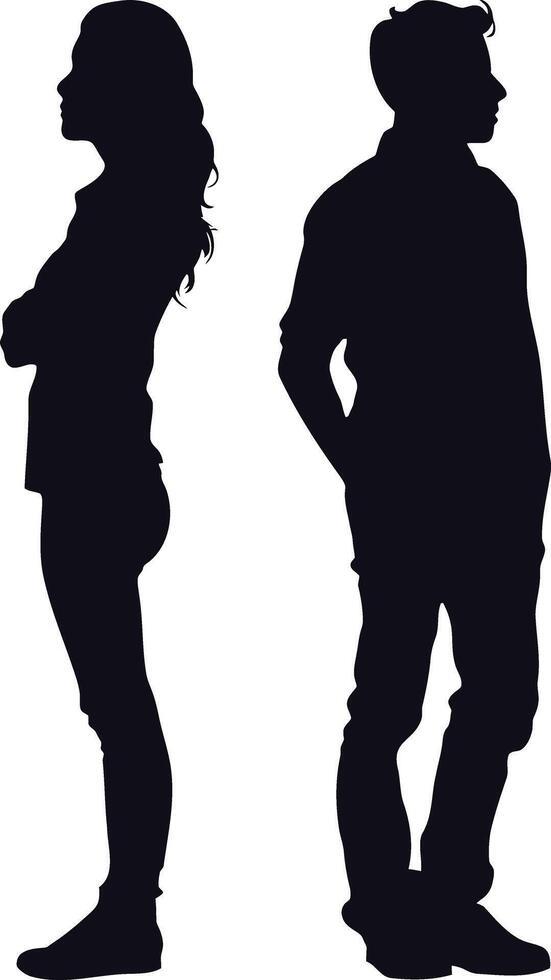 AI generated Silhouette couple of man and women full body black color only vector