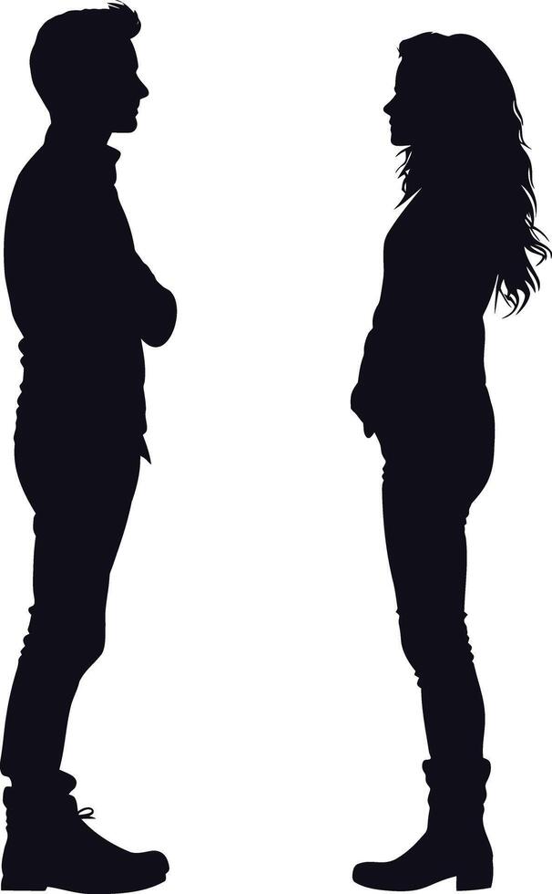 AI generated Silhouette couple of man and women full body black color only vector