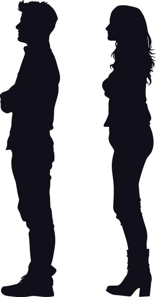 ai generado silueta Pareja de hombre y mujer lleno cuerpo negro color solamente vector