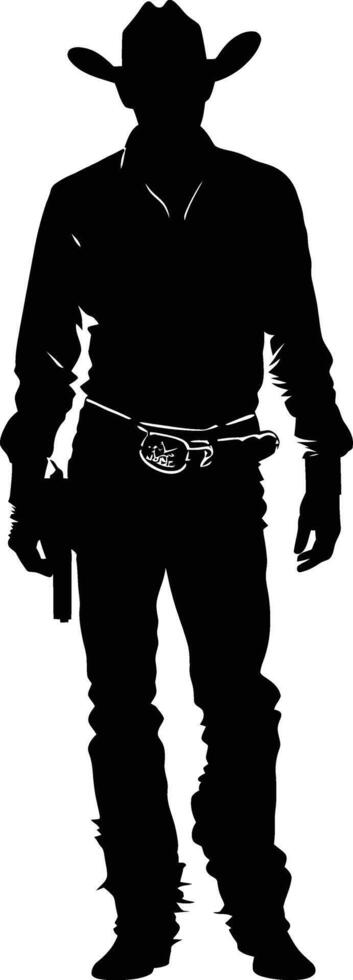 AI generated Silhouette cowboy full body black color only vector