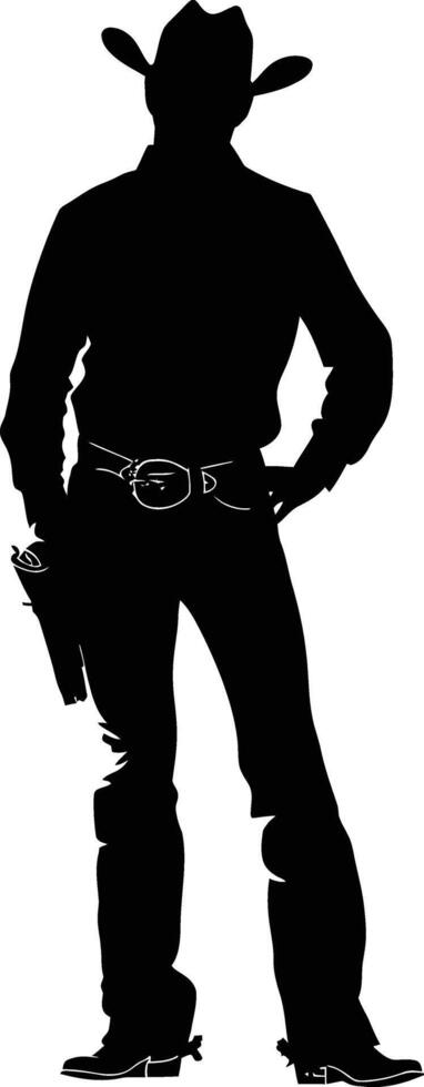 AI generated Silhouette cowboy full body black color only vector