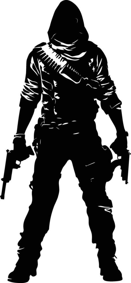 AI generated Silhouette assassin full body black color only 37458475