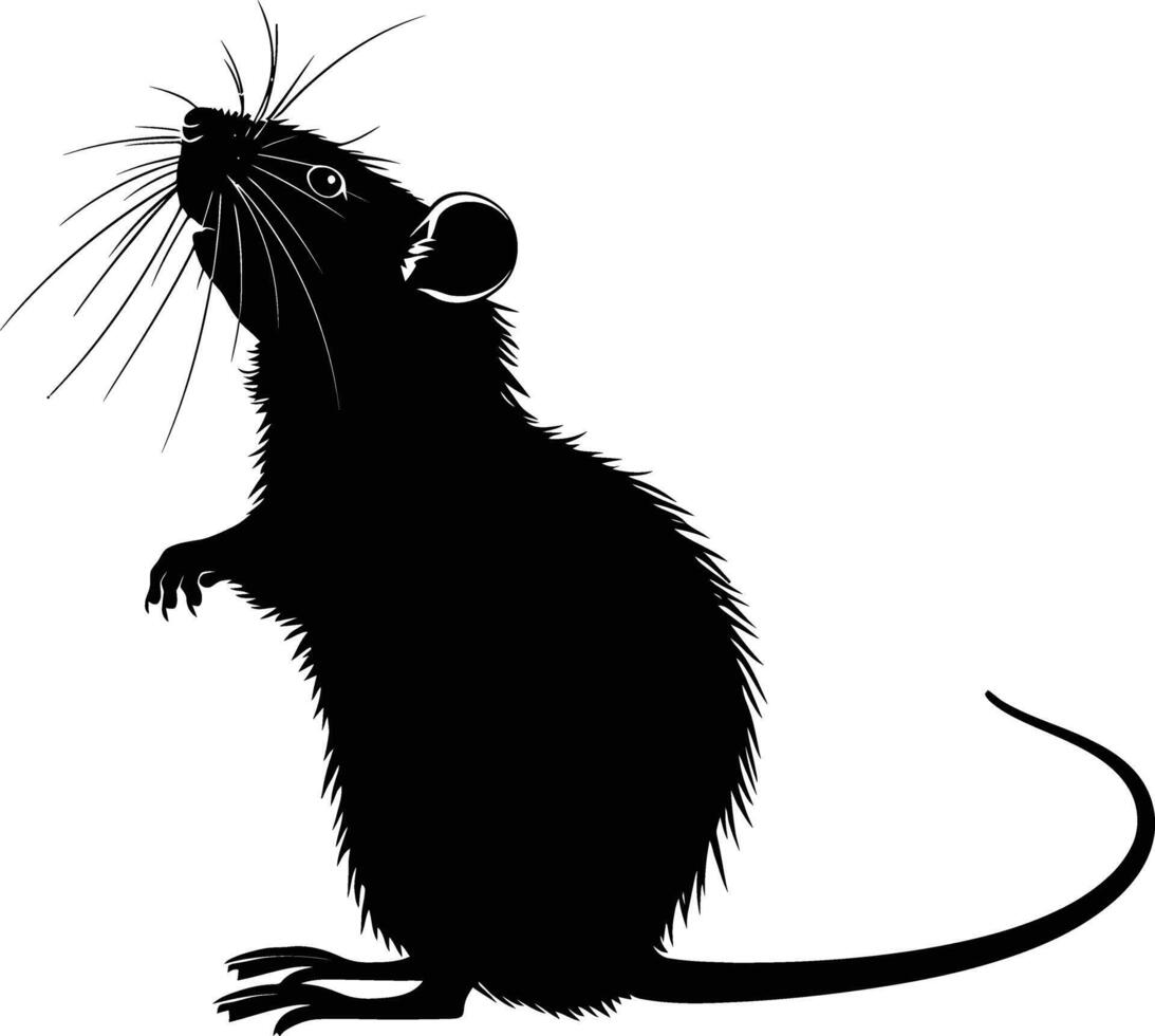 AI generated Silhouette rat black color only full body vector