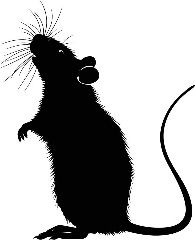 AI generated Silhouette rat black color only full body vector