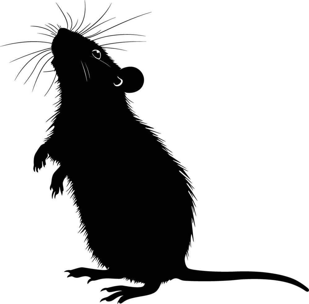 AI generated Silhouette rat black color only full body vector