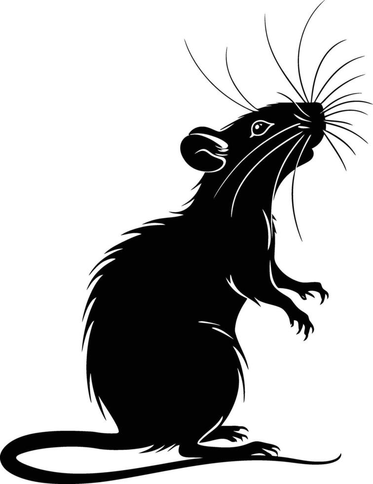 AI generated Silhouette rat black color only full body vector