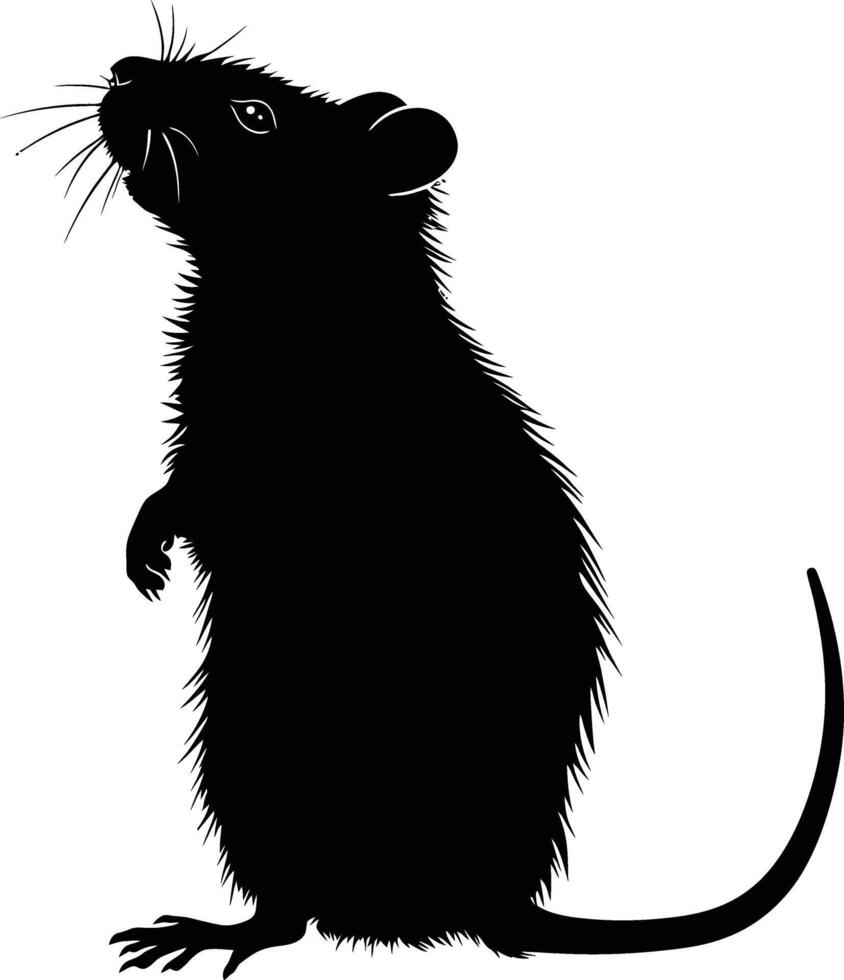 AI generated Silhouette rat black color only full body vector