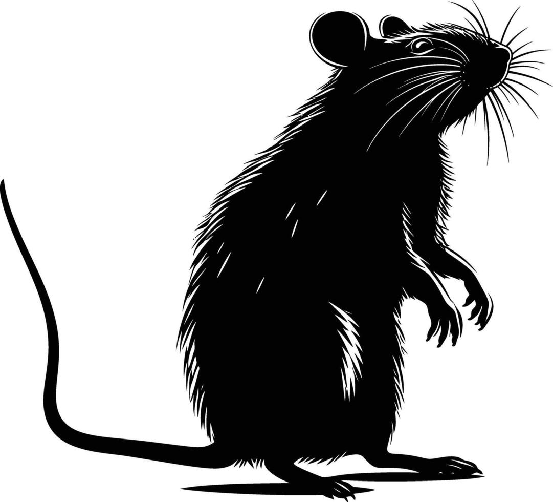 AI generated Silhouette rat black color only full body vector
