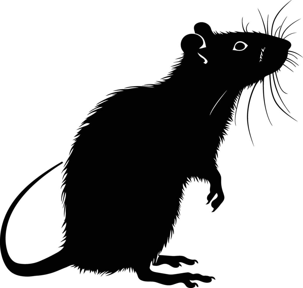 AI generated Silhouette rat black color only full body vector
