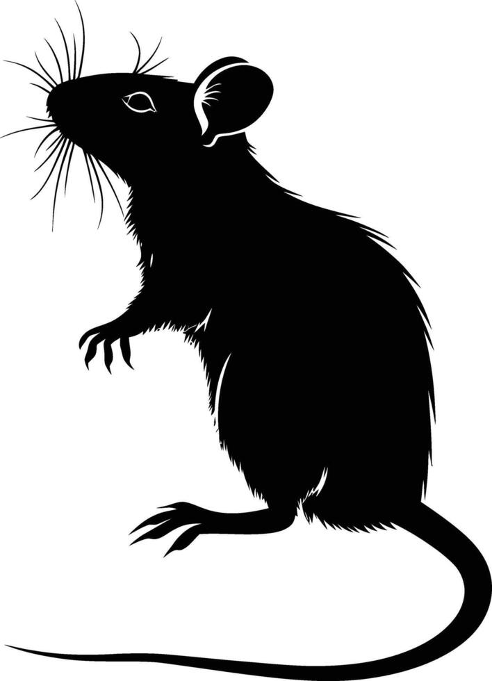 AI generated Silhouette rat black color only full body vector