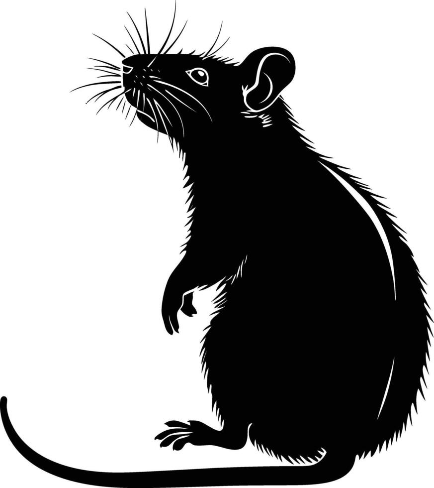 AI generated Silhouette rat black color only full body vector