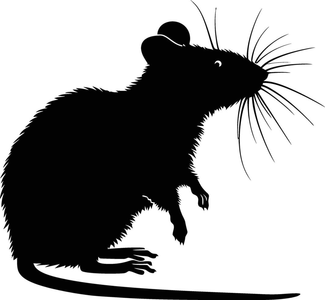 AI generated Silhouette rat black color only full body vector