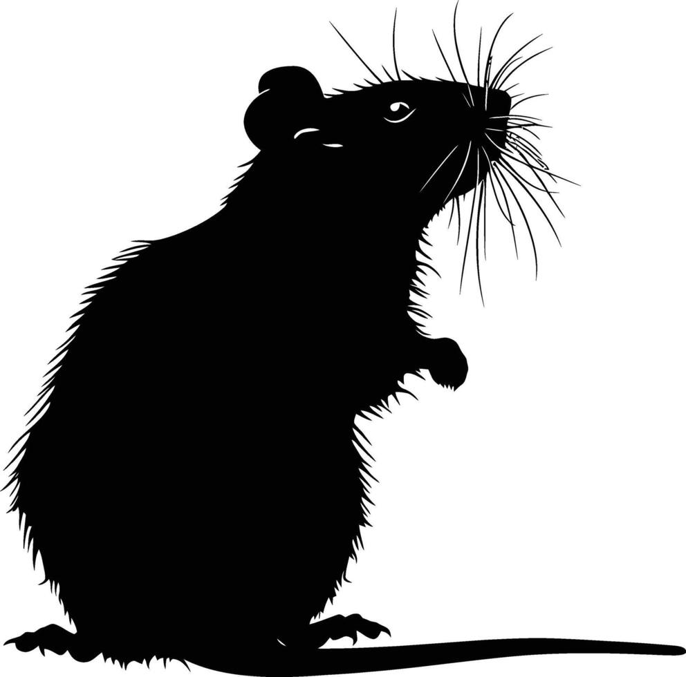 AI generated Silhouette rat black color only full body vector