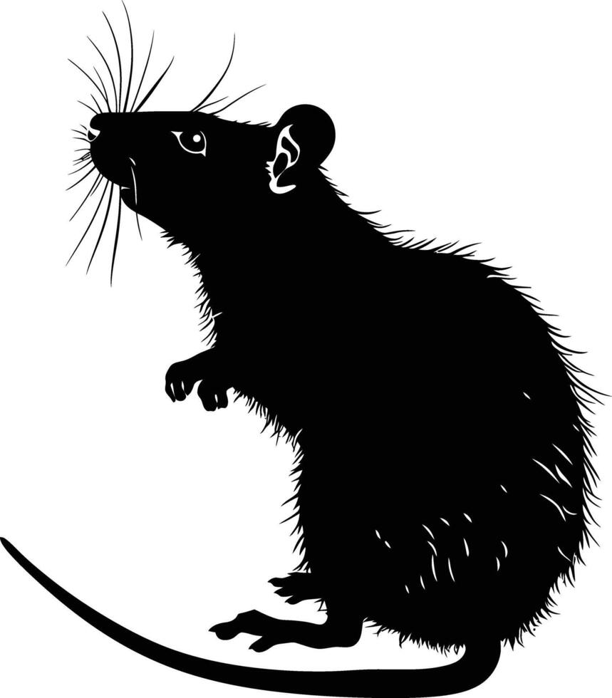 AI generated Silhouette rat black color only full body vector