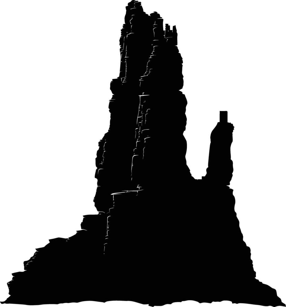 AI generated Silhouette rock castle full body black color only vector