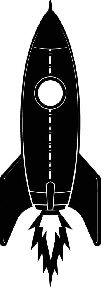 AI generated Silhouette rocket full body black color only vector