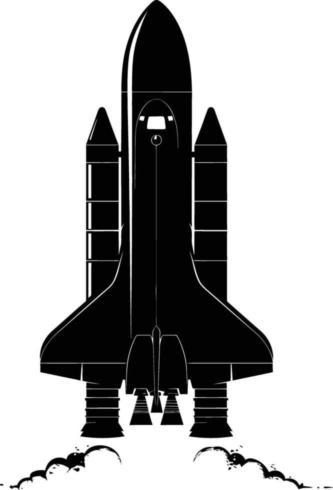 AI generated Silhouette rocket full body black color only vector