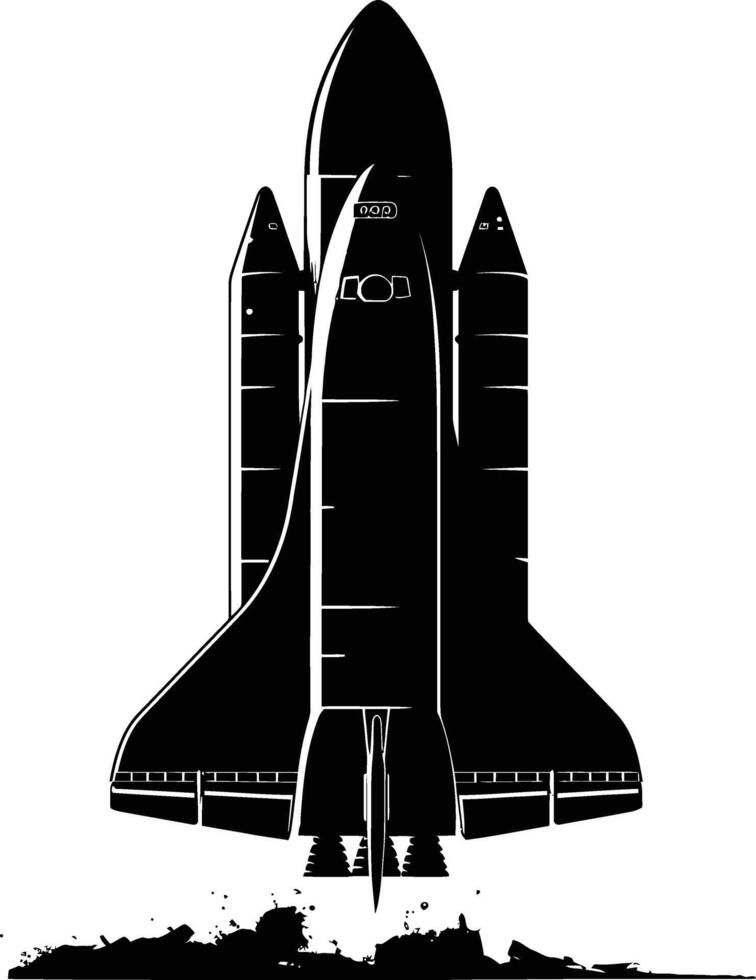 AI generated Silhouette rocket full body black color only vector