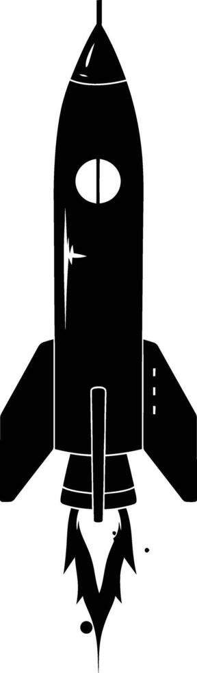 AI generated Silhouette rocket full body black color only vector