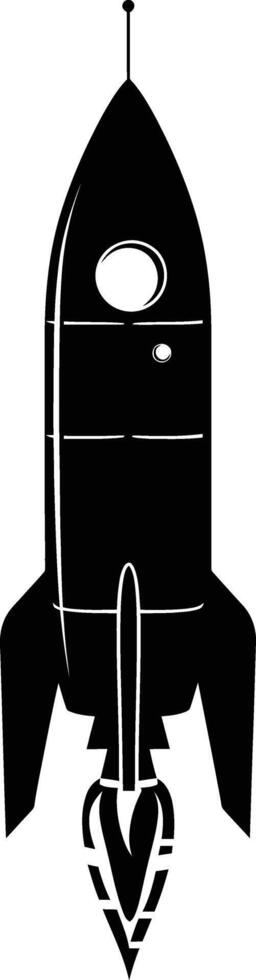 AI generated Silhouette rocket full body black color only vector
