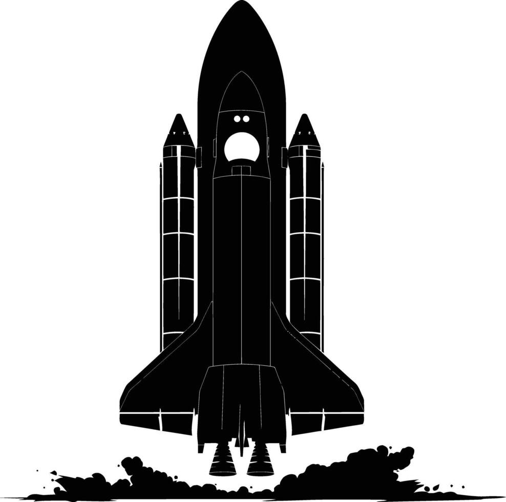 AI generated Silhouette rocket full body black color only vector