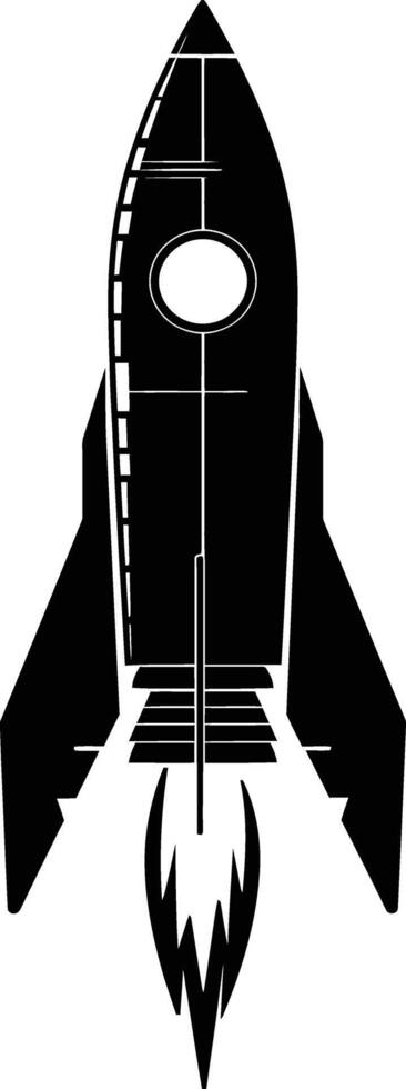 AI generated Silhouette rocket full body black color only vector