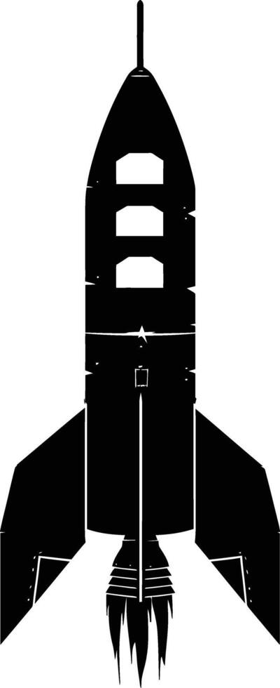 AI generated Silhouette rocket full body black color only vector