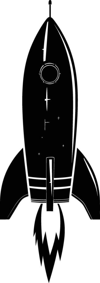 AI generated Silhouette rocket full body black color only vector