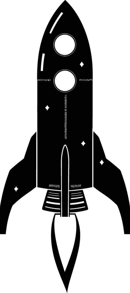 AI generated Silhouette rocket full body black color only vector
