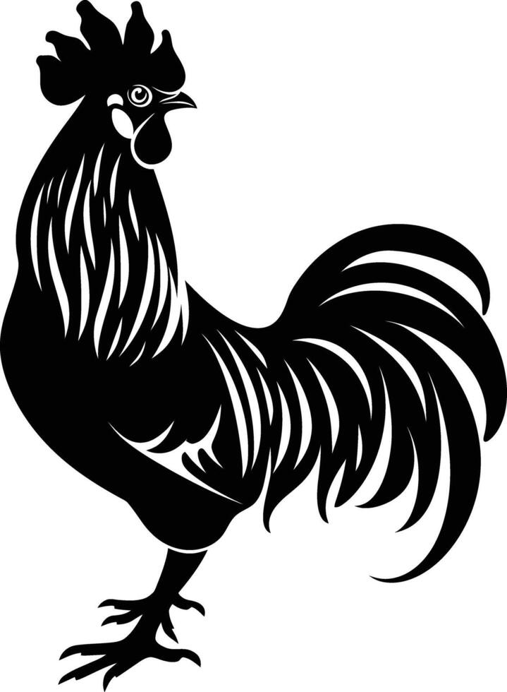 AI generated Silhouette rooster black color only full body vector