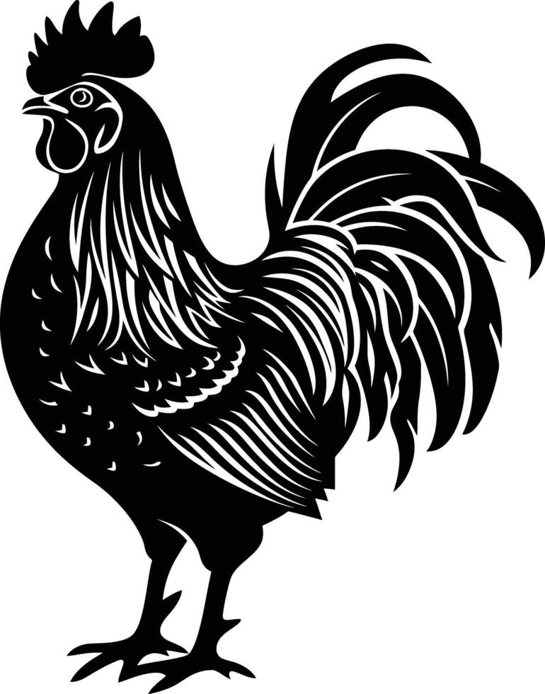 AI generated Silhouette rooster black color only full body vector