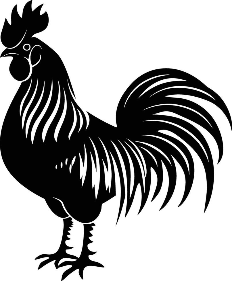 AI generated Silhouette rooster black color only full body vector